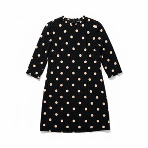Kate Spade Black Polka Dot Shift Dress Keyhole Back 3/4 Sleeve